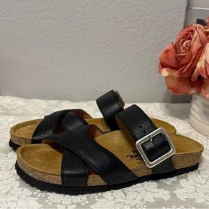 Naot Black Leather Chicago Sandals New in Box size 38 summer  casual comfort